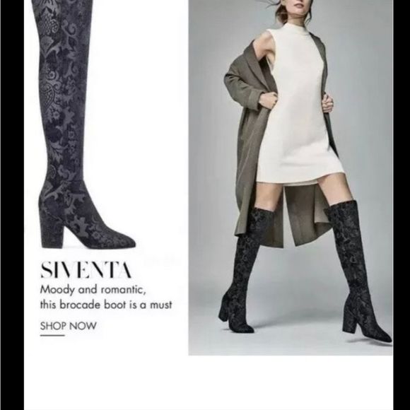 Nine West Womens Siventa Brocade Heels Over-The-Knee Boots Shoes - Picture 1 of 6